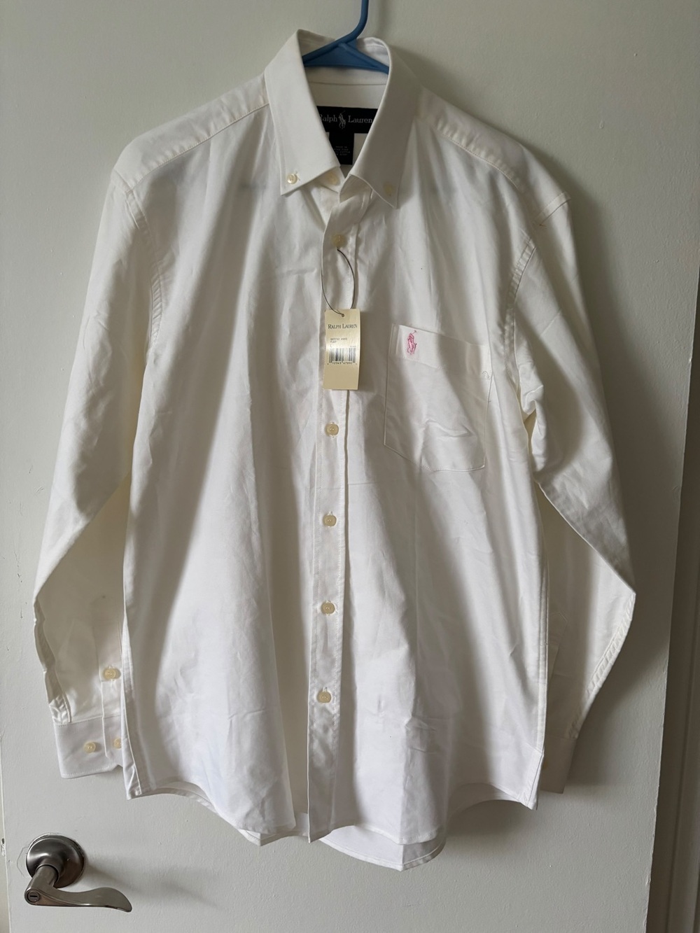 Ralph Lauren White Button-Down Shirt with Pink Pony